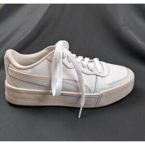 Puma 6.5 Women's / 5 Girls Shoes White w Rainbow Tag and Stripes